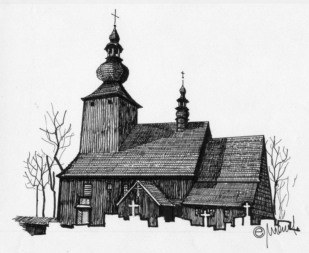 Kościół Św. Marcina w Ćwiklicach, rys. Edward Wieczorek CWIKLICE
