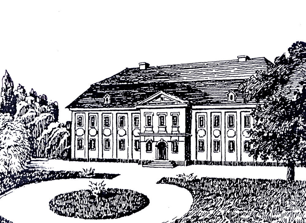 Pałac w Łubowicach z czasów poety, rys. Edward Wieczorek LUBOWICE BAROKOWE