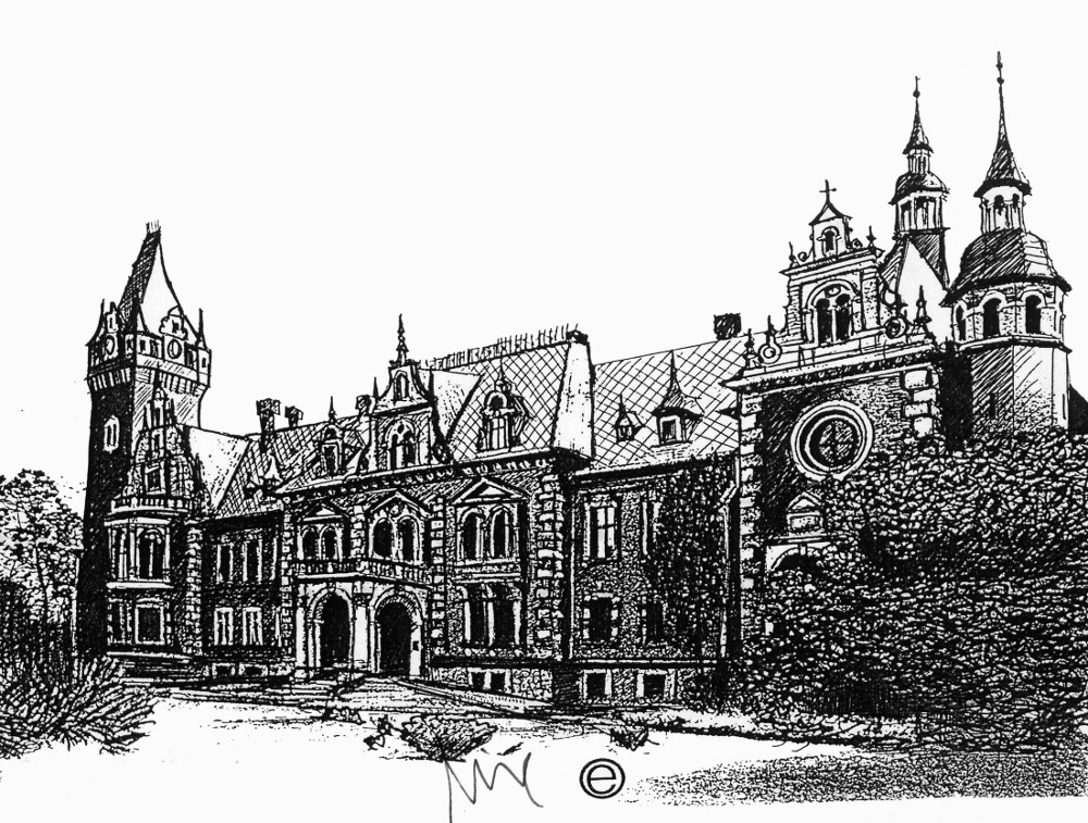 Pałac w Pławniowicach, rys Edward Wieczorek PLAWNIOWICE