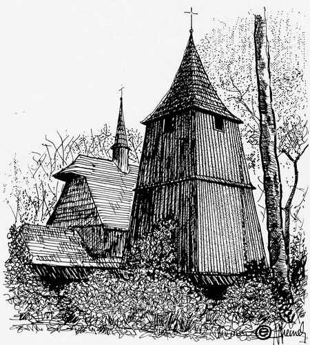 Kościół św. Michała w Katowicach, rys. Edward Wieczorek katowice1