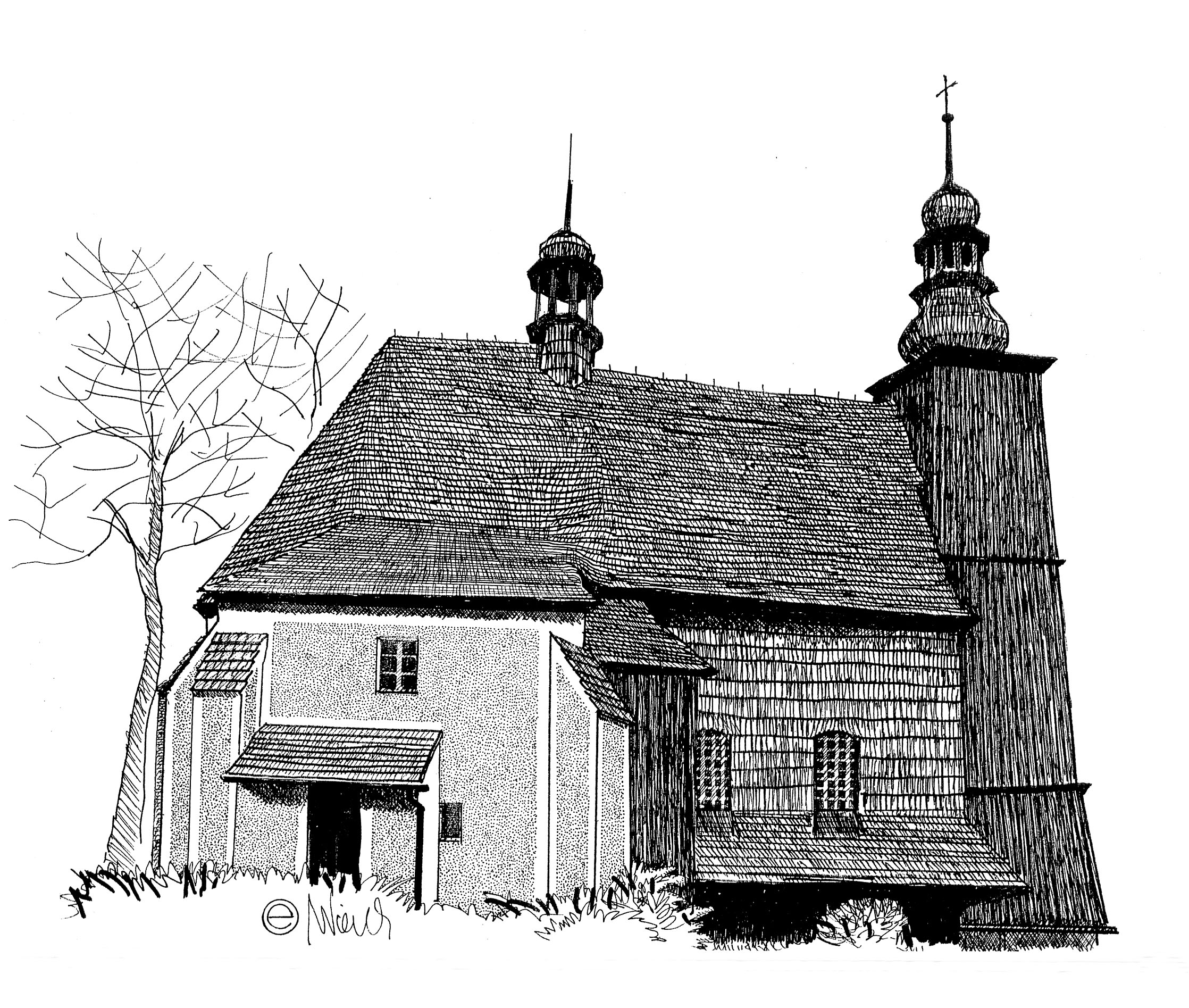 Kościół Wszystkich Świętych w Sierotach sieroty rys